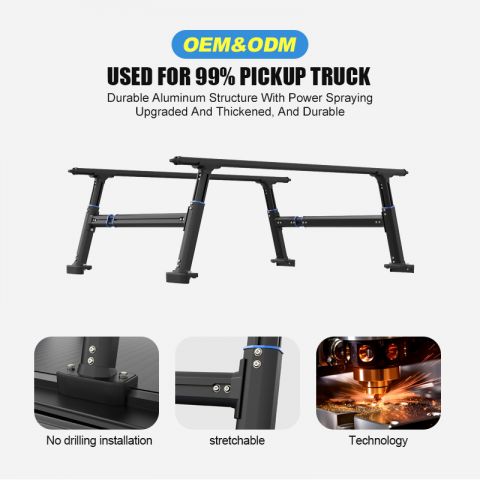 Adjustable truck bed rack